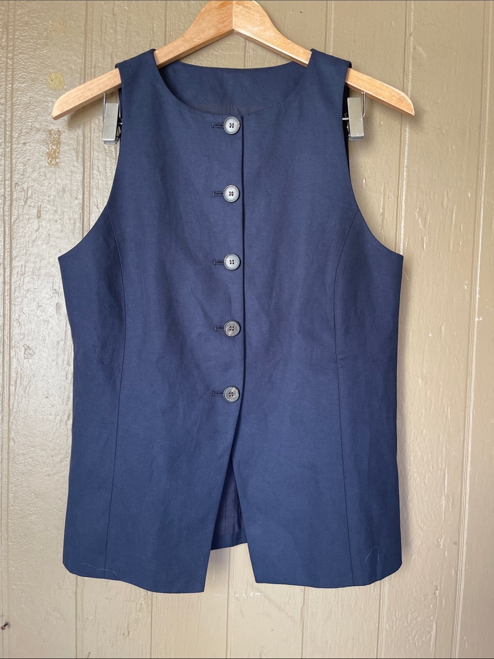 Madewell Crewneck Cutaway Vest in Drapey Twill Midnight Navy Size 6 - Picture 2 of 11